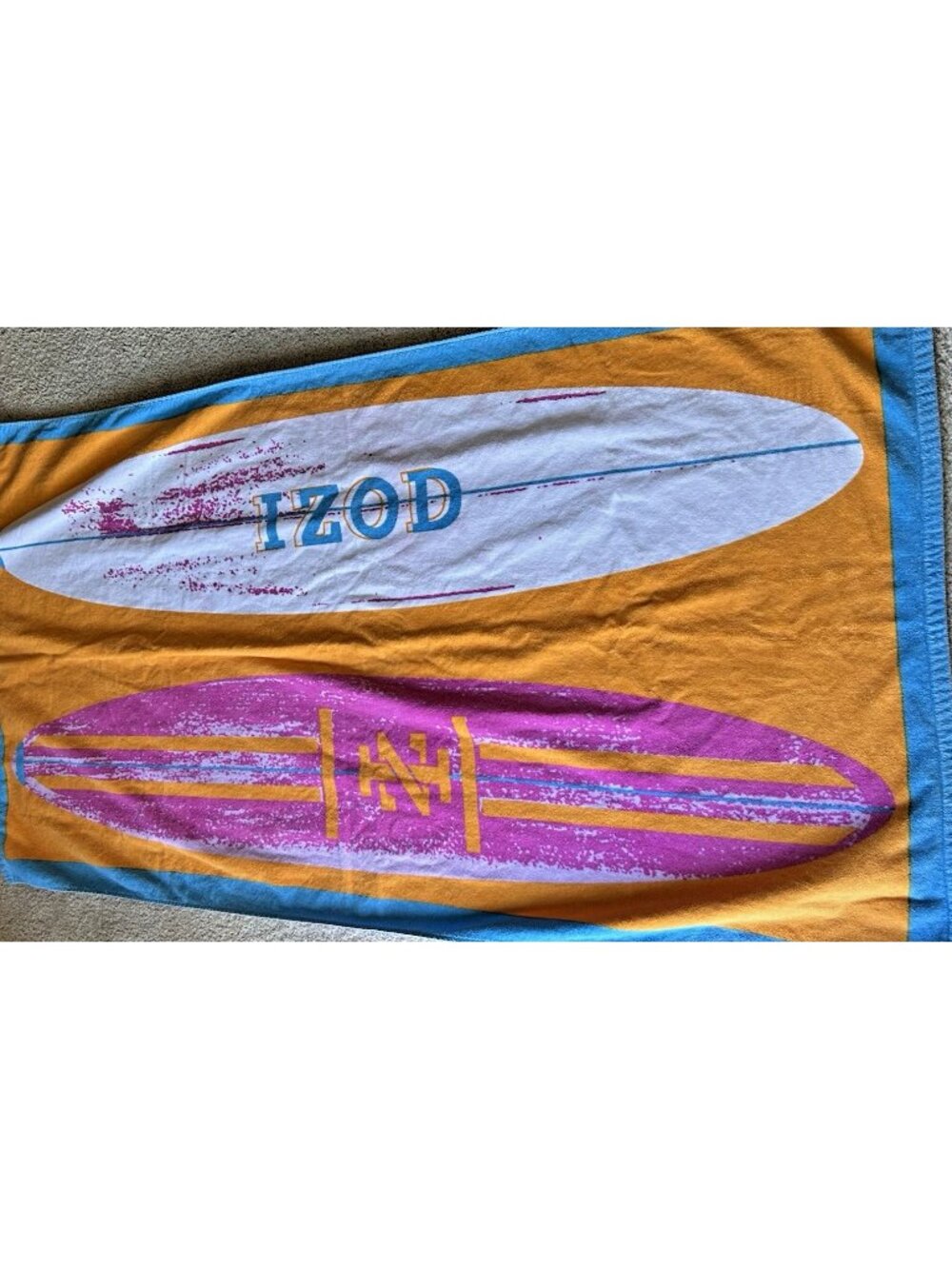 IZOD Surfboard Beach Towel 32"x60" 100% Terry Cotton Orange Pink Blue Shred Surf